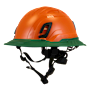 Type II + Non-Vented Orange Safety Helmet with Forest Green FlexBrim (T2NORFBFG - Three Quarter View)
