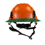 Type II + Non-Vented Orange Safety Helmet with Forest Green FlexBrim (T2NORFBFG - Front)