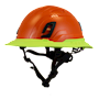 Type II + Non-Vented Orange Safety Helmet with Hi-Viz Yellow FlexBrim (T2NORFBHY - Three Quarter View)