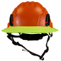 Type II + Non-Vented Orange Safety Helmet with Hi-Viz Yellow FlexBrim (T2NORFBHY - Front)