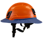 Type II + Non-Vented Orange Safety Helmet with Kentucky Blue FlexBrim (T2NORFBKB - Left)