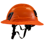 Type II + Non-Vented Orange Safety Helmet with Orange FlexBrim (T2NORFBOR - Left)