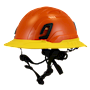 Type II + Non-Vented Orange Safety Helmet with Yellow FlexBrim (T2NORFBYL - Three Quarter View)