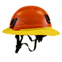 Type II + Non-Vented Orange Safety Helmet with Yellow FlexBrim (T2NORFBYL - Left)