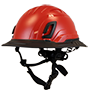 Type II + Non-Vented Red Safety Helmet with Black FlexBrim (T2NRDFBBK - Three Quarter View)