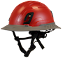 Type II + Non-Vented Red Safety Helmet with Dove Gray FlexBrim (T2NRDFBDG - Three Quarter View)