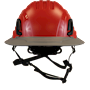 Type II + Non-Vented Red Safety Helmet with Dove Gray FlexBrim (T2NRDFBDG - Front)