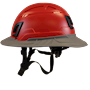 Type II + Non-Vented Red Safety Helmet with Dove Gray FlexBrim (T2NRDFBDG - Left)