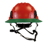 Type II + Non-Vented Red Safety Helmet with Forest Green FlexBrim (T2NRDFBFG - Front)