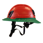 Type II + Non-Vented Red Safety Helmet with Forest Green FlexBrim (T2NRDFBFG - Left)