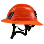Type II + Non-Vented Red Safety Helmet with Hi-Viz Orange FlexBrim (T2NRDFBHO - Left)