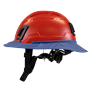 Type II + Non-Vented Red Safety Helmet with Kentucky Blue FlexBrim (T2NRDFBKB - Left)