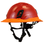 Type II + Non-Vented Red Safety Helmet with Orange FlexBrim (T2NRDFBOR - Three Quarter View)