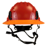 Type II + Non-Vented Red Safety Helmet with Orange FlexBrim (T2NRDFBOR - Front)