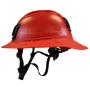 Type II + Non-Vented Red Safety Helmet with Red FlexBrim (T2NRDFBRD - Left)
