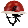 Type II + Non-Vented Red Safety Helmet with White FlexBrim (T2NRDFBWH - Three Quarter View)