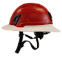 Type II + Non-Vented Red Safety Helmet with White FlexBrim (T2NRDFBWH - Left)