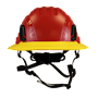 Type II + Non-Vented Red Safety Helmet with Yellow FlexBrim (T2NRDFBYL - Front)