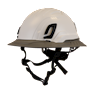 Type II + Non-Vented White Safety Helmet with Dove Gray FlexBrim (T2NWHFBDG - Three Quarter View)
