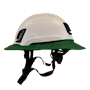 Type II + Non-Vented White Safety Helmet with Forest Green FlexBrim (T2NWHFBFG - Left)