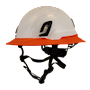 Type II + Non-Vented White Safety Helmet with Hi-Viz Orange FlexBrim (T2NWHFBHO - Three Quarter View)