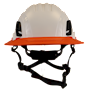 Type II + Non-Vented White Safety Helmet with Hi-Viz Orange FlexBrim (T2NWHFBHO - Front)