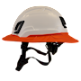 Type II + Non-Vented White Safety Helmet with Hi-Viz Orange FlexBrim (T2NWHFBHO - Left)