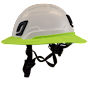 Type II + Non-Vented White Safety Helmet with Hi-Viz Yellow FlexBrim (T2NWHFBHY - Left)
