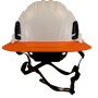 Type II + Non-Vented White Safety Helmet with Orange FlexBrim (T2NWHFBOR - Front)