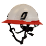 Type II + Non-Vented White Safety Helmet with Red FlexBrim (T2NWHFBRD - Three Quarter View)