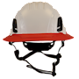 Type II + Non-Vented White Safety Helmet with Red FlexBrim (T2NWHFBRD - Front)