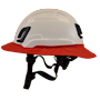 Type II + Non-Vented White Safety Helmet with Red FlexBrim (T2NWHFBRD - Left)