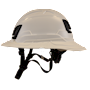 Type II + Non-Vented White Safety Helmet with White FlexBrim (T2NWHFBWH - Left)