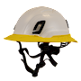 Type II + Non-Vented White Safety Helmet with Yellow FlexBrim (T2NWHFBYL - Three Quarter View)