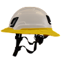 Type II + Non-Vented White Safety Helmet with Yellow FlexBrim (T2NWHFBYL - Left)