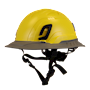 Type II + Non-Vented Yellow Safety Helmet with Dove Gray FlexBrim (T2NYLFBDG - Three Quarter View)