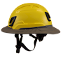 Type II + Non-Vented Yellow Safety Helmet with Dove Gray FlexBrim (T2NYLFBDG - Left)
