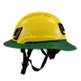Type II + Non-Vented Yellow Safety Helmet with Forest Green FlexBrim (T2NYLFBFG - Left)
