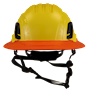Type II + Non-Vented Yellow Safety Helmet with Hi-Viz Orange FlexBrim (T2NYLFBHO - Front)