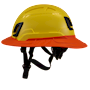 Type II + Non-Vented Yellow Safety Helmet with Hi-Viz Orange FlexBrim (T2NYLFBHO - Left)