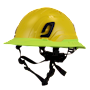 Type II + Non-Vented Yellow Safety Helmet with Hi-Viz Yellow FlexBrim (T2NYLFBHY - Three Quarter View)