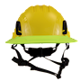 Type II + Non-Vented Yellow Safety Helmet with Hi-Viz Yellow FlexBrim (T2NYLFBHY - Front)