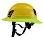 Type II + Non-Vented Yellow Safety Helmet with Hi-Viz Yellow FlexBrim (T2NYLFBHY - Left Side) - 2