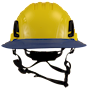 Type II + Non-Vented Yellow Safety Helmet with Kentucky Blue FlexBrim (T2NYLFBKB - Front)