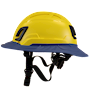 Type II + Non-Vented Yellow Safety Helmet with Kentucky Blue FlexBrim (T2NYLFBKB - Left)