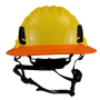 Type II + Non-Vented Yellow Safety Helmet with Orange FlexBrim (T2NYLFBOR - Front)