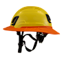 Type II + Non-Vented Yellow Safety Helmet with Orange FlexBrim (T2NYLFBOR - Left)
