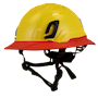 Type II + Non-Vented Yellow Safety Helmet with Red FlexBrim (T2NYLFBRD - Three Quarter View)