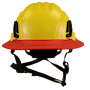 Type II + Non-Vented Yellow Safety Helmet with Red FlexBrim (T2NYLFBRD - Front)
