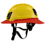 Type II + Non-Vented Yellow Safety Helmet with Red FlexBrim (T2NYLFBRD - Left)